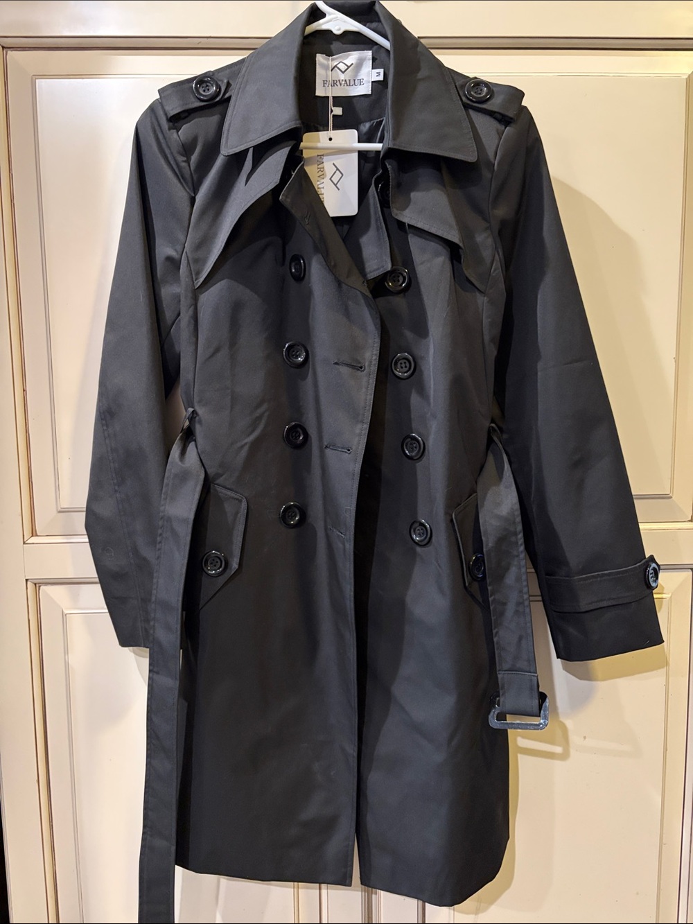 Removable-Belt Trench Coat - Black -